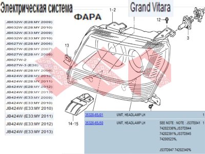 Фара передняя левая, suzuki Grand Vitara, 35320-65J01 