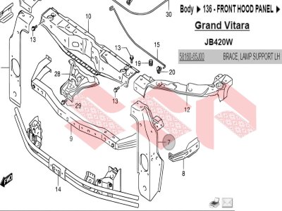 Панель передняя вертикальная левая suzuki Grand Vitara, 58160-65J00-FP Панель передняя вертикальная левая suzuki Grand Vitara, 58160-65J00-FP