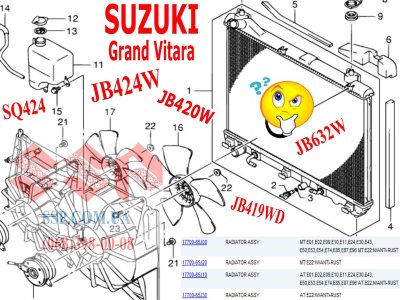 Радиатор охлаждения двигателя suzuki Grand Vitara, 17700-65J10 Радиатор охлаждения двигателя suzuki Grand Vitara, 17700-65J10